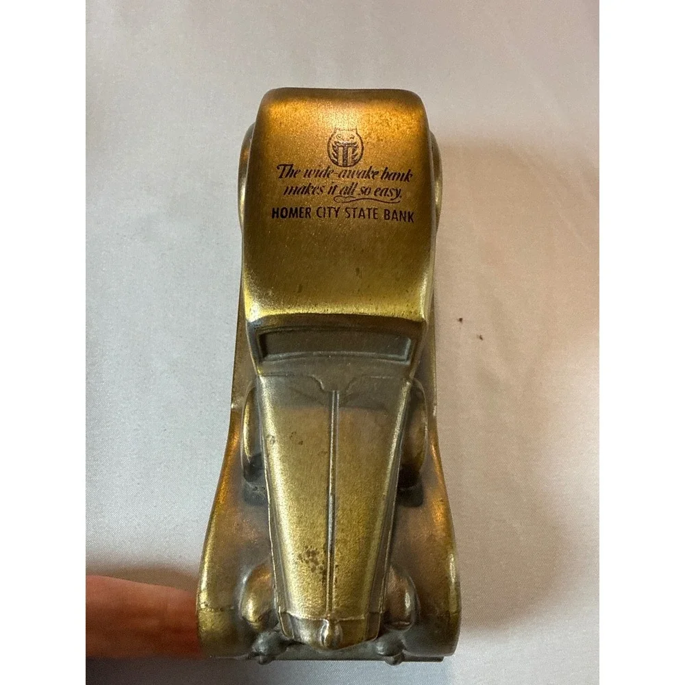 Vintage Banthrico 1937 Packard V-12 Coin Bank Homer City State Bank Gold w/ Box